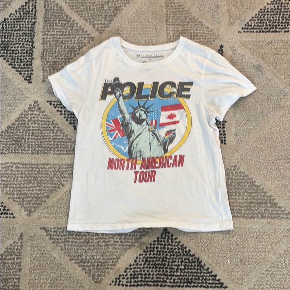 Police White and Blue Short Sleeve Tees
